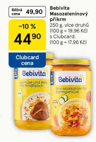 Bebivita Masozeleninový příkrm, 250 g, více druhů 
