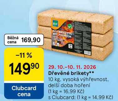 Dřevěné brikety, 10 kg, vysoká výhřevnost. 