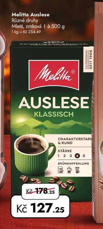 Melitta Auslese Různé druhy Mletá, zrnková 500 g