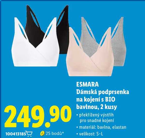 ESMARA Dámská podprsenka na kojení s BIO bavlnou, 2 kusy 