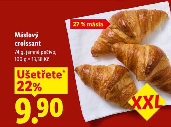 Máslový croissant, 74 g, jemné pečivo