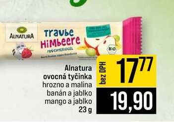Alnatura ovocná tyčinka hrozno a malina banán a jablko mango a jablko 23 g 