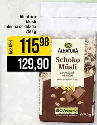 Alnatura Müsli mléčná čokoláda 750 g 