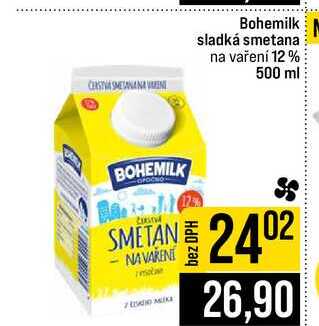Bohemilk sladká smetana na vaření 12% 500 ml 