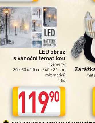 LED obraz s vánoční tematikou rozměry: 30 x 30 x 1,5 cm/40 x 30 cm. mix motivů 1 ks
