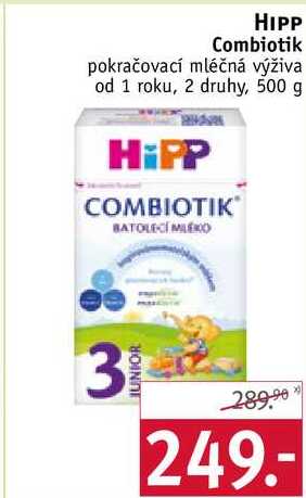 HIPP Combiotik pokračovací mléčná výživa od 1 roku, 2 druhy, 500 g 