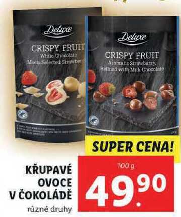 KŘUPAVÉ OVOCE V ČOKOLÁDĚ různé druhy, 100 g