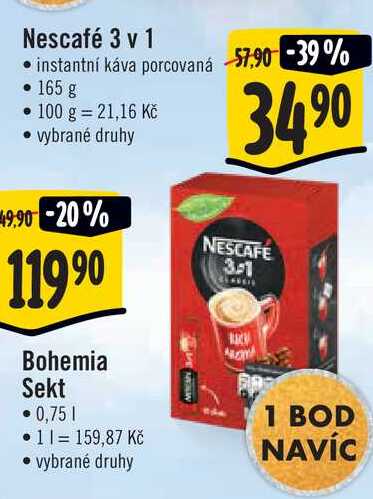 Nescafé 3 v 1 instantní káva porcovaná 165 g