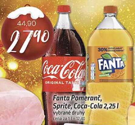 Fanta Pomeranč, Sprite, Coca-Cola 2,25l vybrané druhy