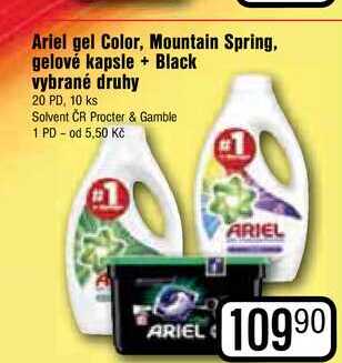ARCHIV | Ariel gel Color, Mountain Spring, gelové kapsle + Black ...