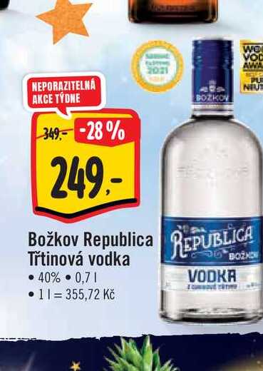  Božkov Republica  Třtinová vodka 0,7 l