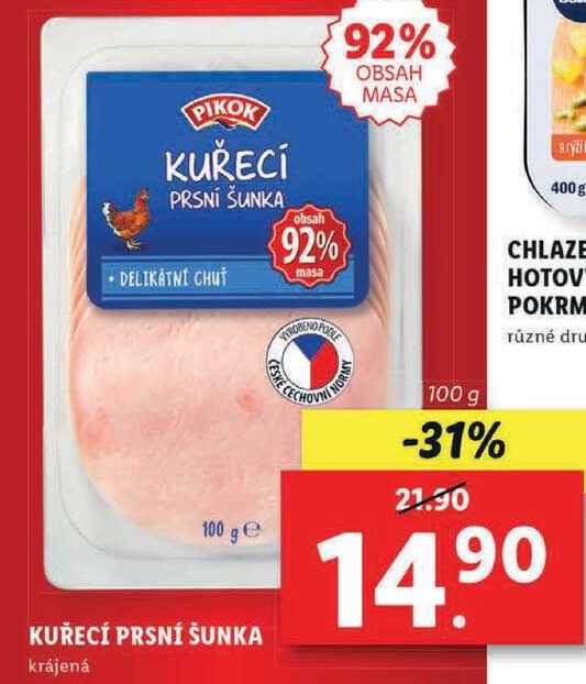 Kuřecí šunka z prsních řízků krajena