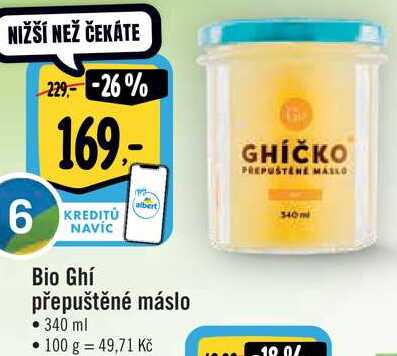 Bio Ghí přepuštěné máslo, 340 ml