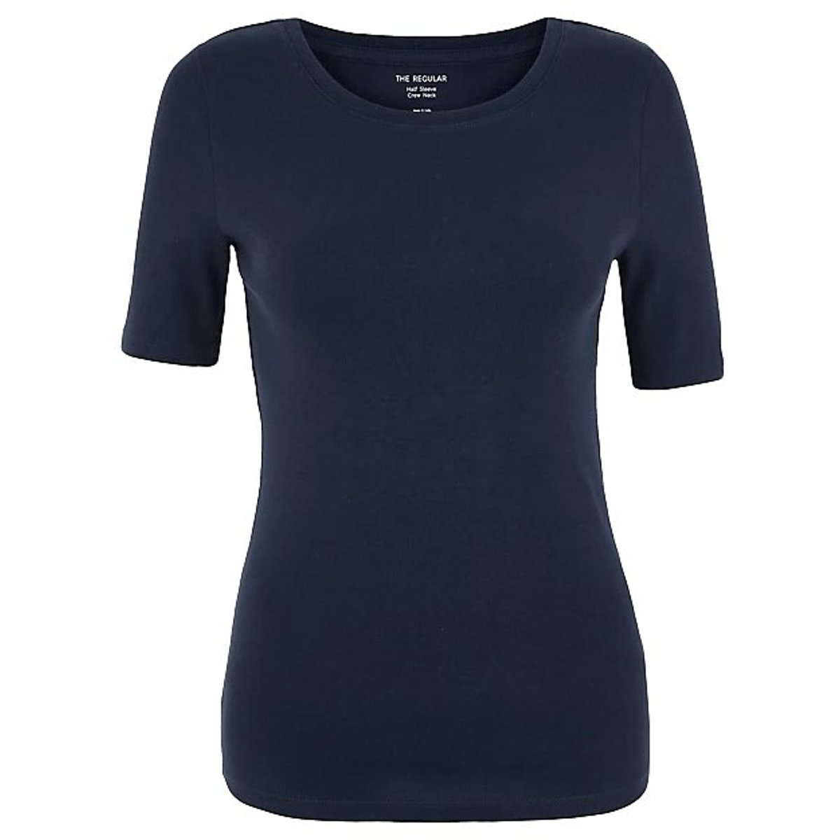 Marks & Spencer Dámské bavlněné tričko s kulatým výstřihem, modré, regular fit, velikosti 16
