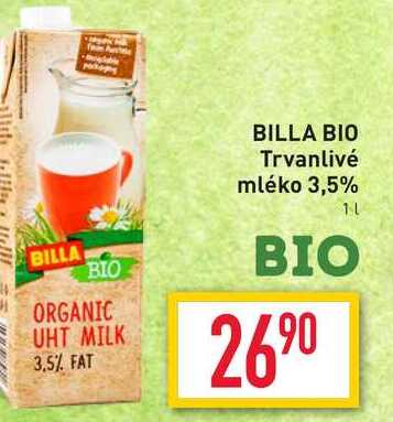 BILLA BIO Trvanlivé mléko 3,5% 1l