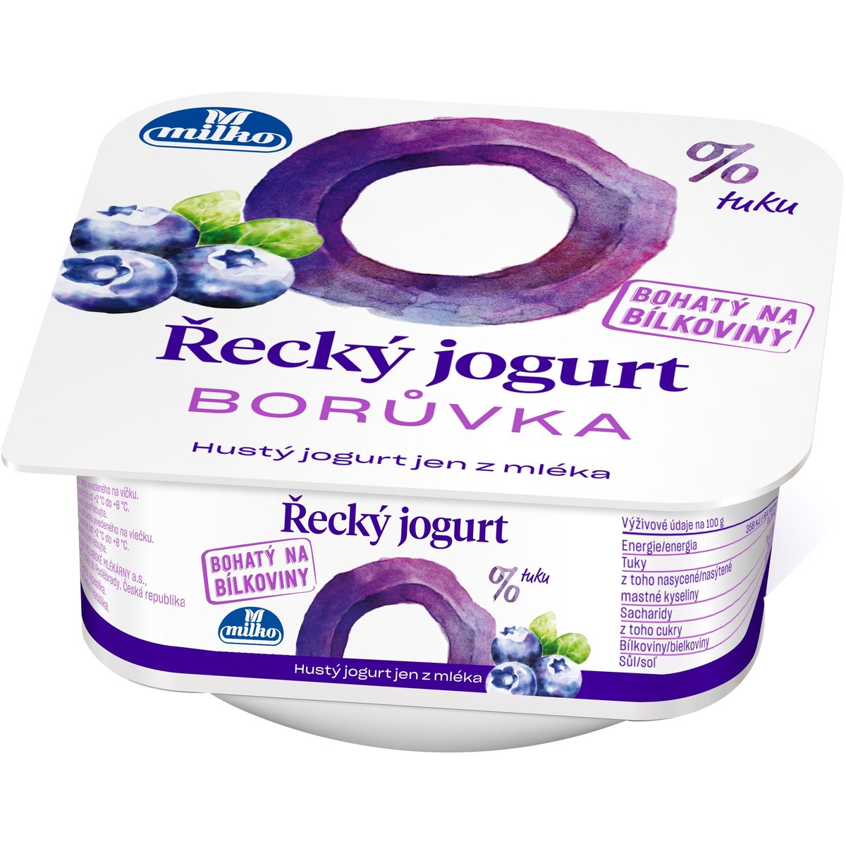 Milko Řecký jogurt 0 % borůvka