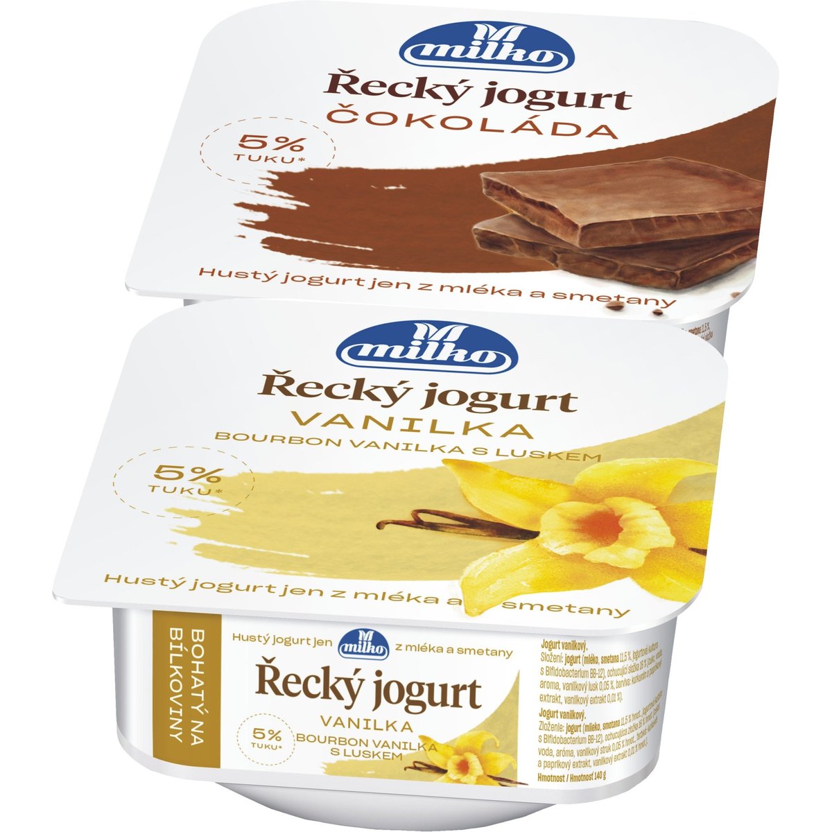 Milko Řecký jogurt vanilka a čokoláda 2×140g