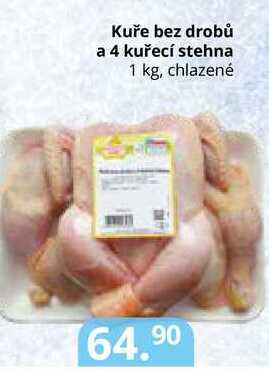 Kuře bez drobů a 4 kuřecí stehna 1 kg