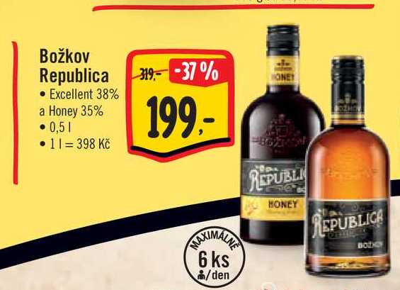  Božkov Republica  Excellent 38% a Honey 35% 0,5 l