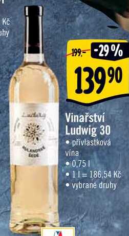 Vinařství Ludwig 30 přívlastková vína, 0,75 l