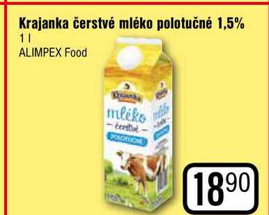 Krajanka čerstvé mléko polotučné 1,5% 1l