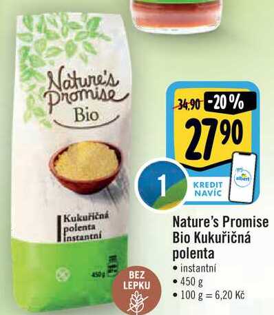 Nature's Promise Bio Kukuřičná polenta instantní, 450 g