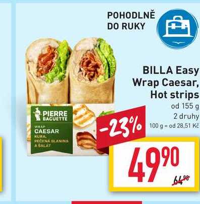 BILLA Easy Wrap Caesar, Hot strips od 155 g 2 druhy