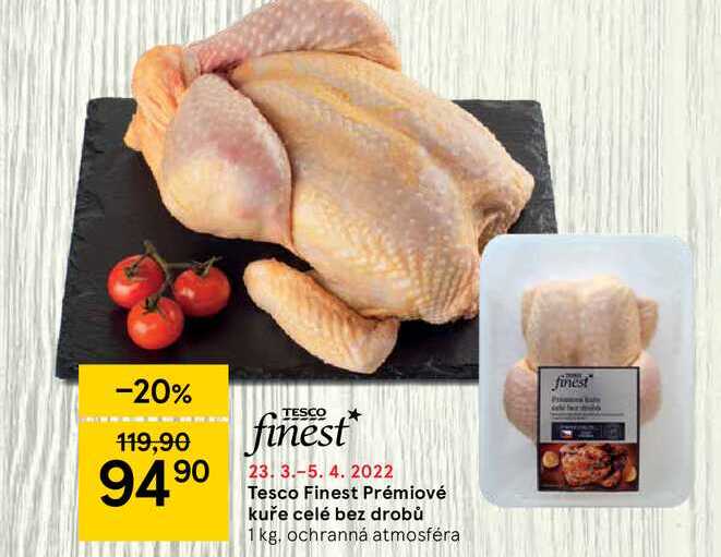 Tesco Finest Prémiové kuře celé bez drobů 1 kg