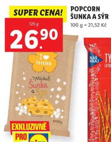 POPCORN ŠUNKA A SÝR, 125 g
