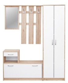Předsíňová stěna Astor - 1. Botník, věšákový panel, zrcadlo
