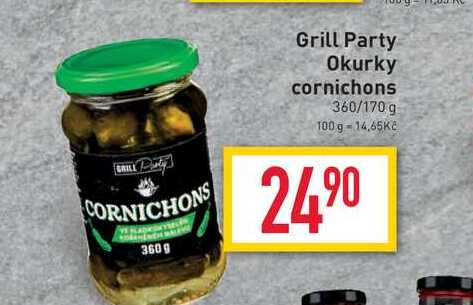 Grill Party Okurky cornichons 360/170g