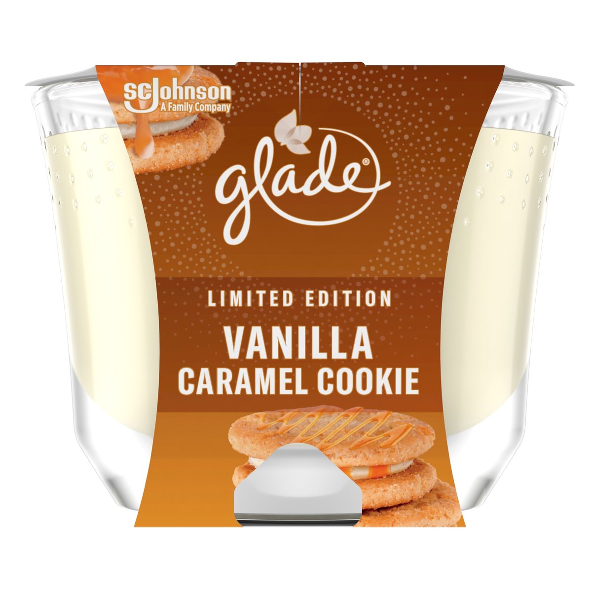 Glade Maxi parfémovaná svíčka Vanilla caramel cookie