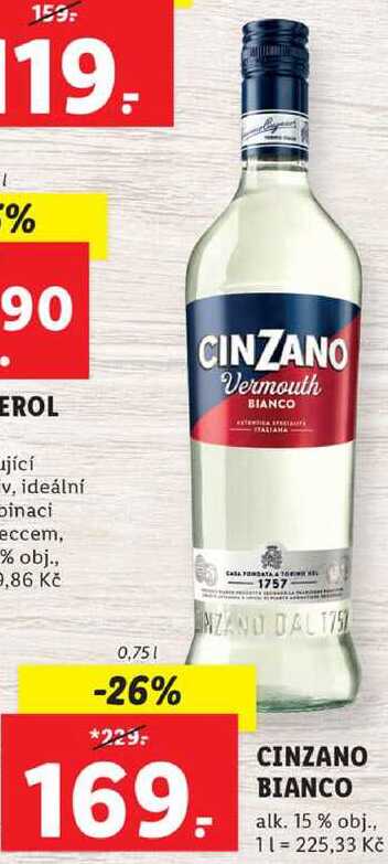 CINZANO BIANCO, 0,75 l