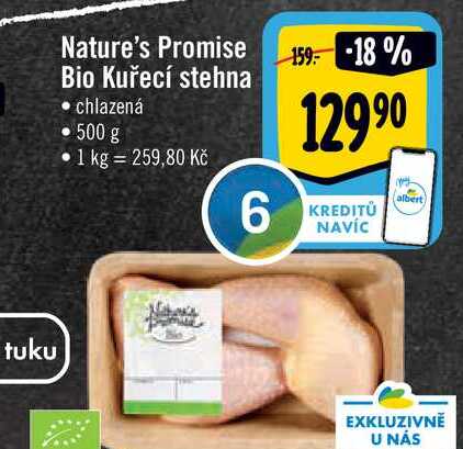 Nature's Promise Bio Kuřecí stehna  500 g