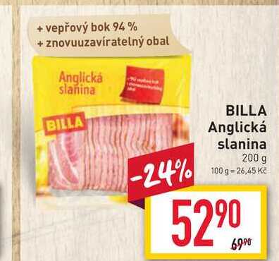 BILLA Anglická slanina 200g