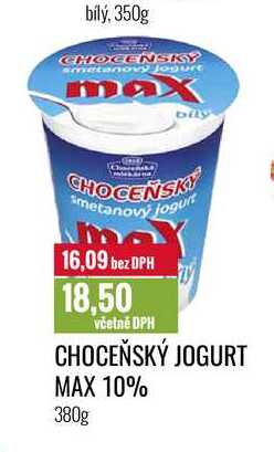 Choceňská Mlékárna Choceňský smetanový jogurt max bílý 380g
