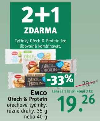 EMCO Ořech & Protein ořechové tyčinky, 35 g nebo 40 g 