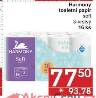 Harmony toaletní papir soft 3-vrstvý, 16 ks 