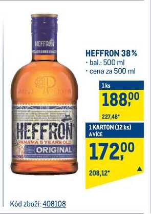 HEFFRON 38% Rum 500 ml  