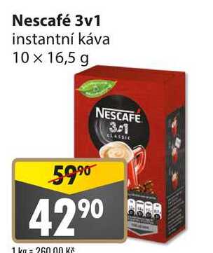 Nescafé 3v1 instantní káva 10 x 16,5 g 