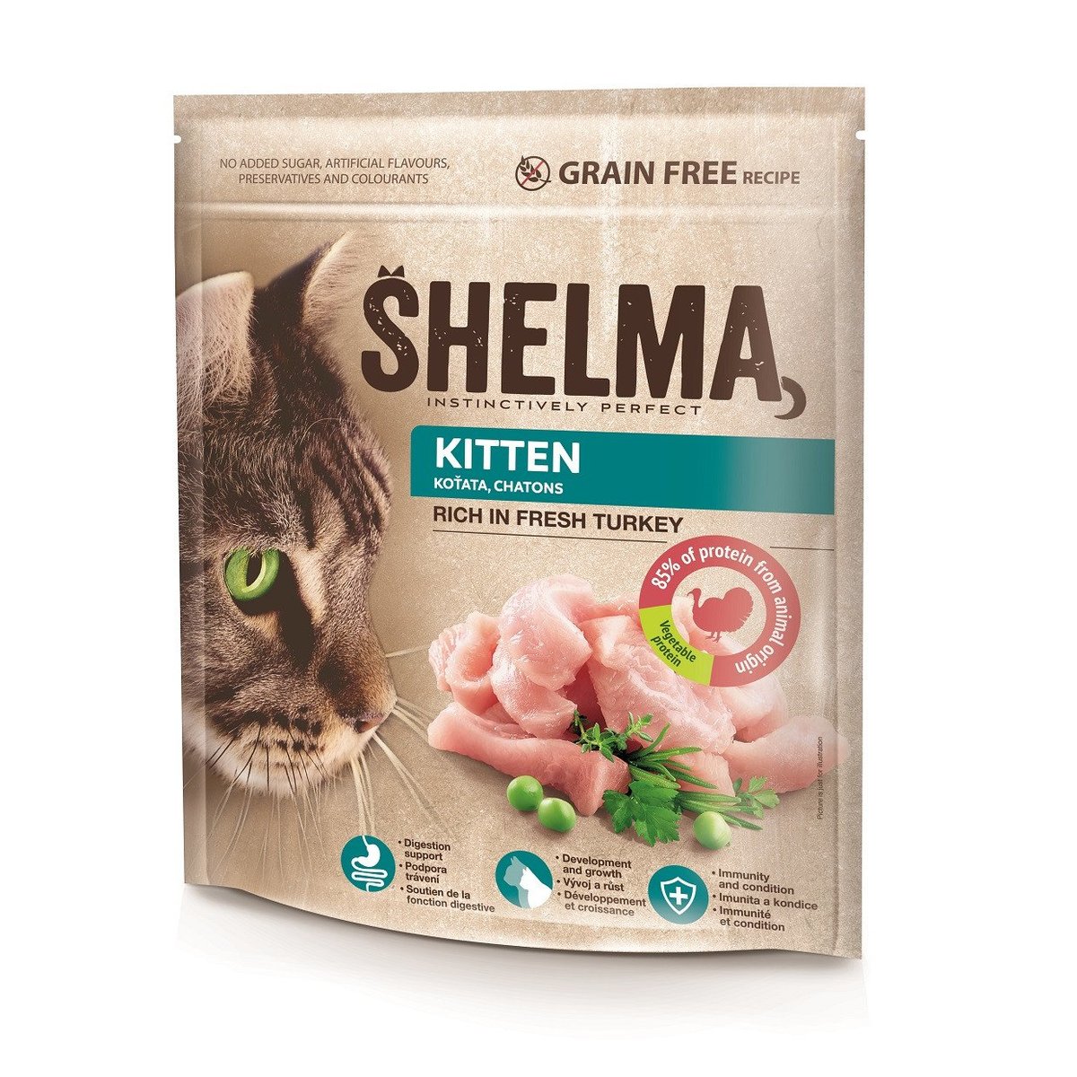 Shelma Bezobilné JUNIOR granule s čerstvým krůtím masem pro koťata