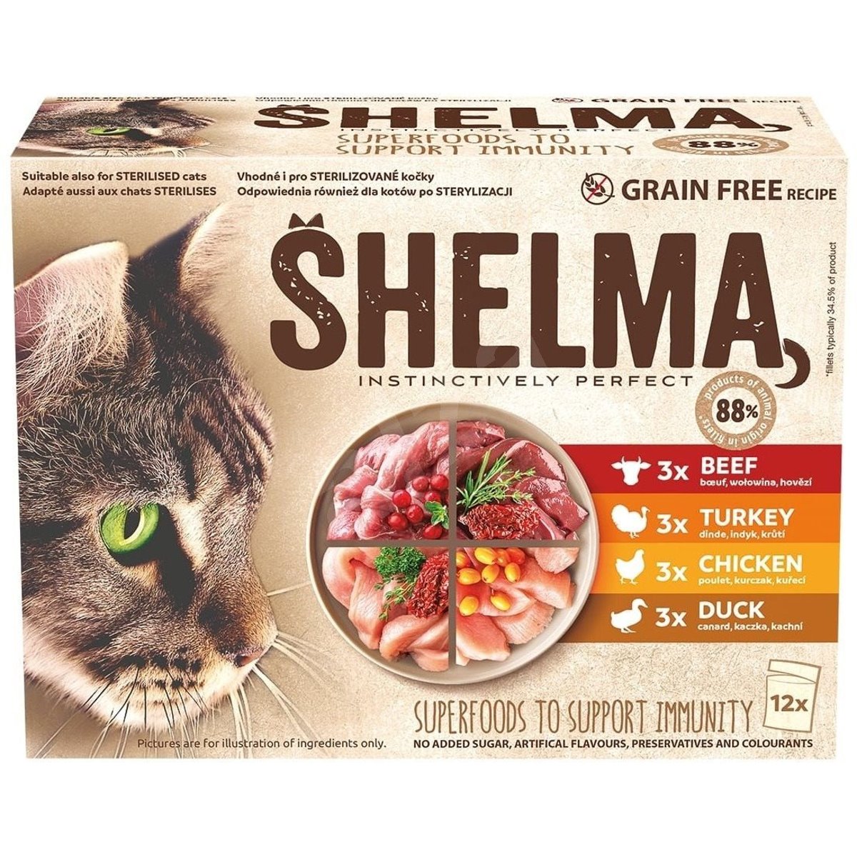 Shelma Bezobilné dušené filetky masový výběr 12×85 g