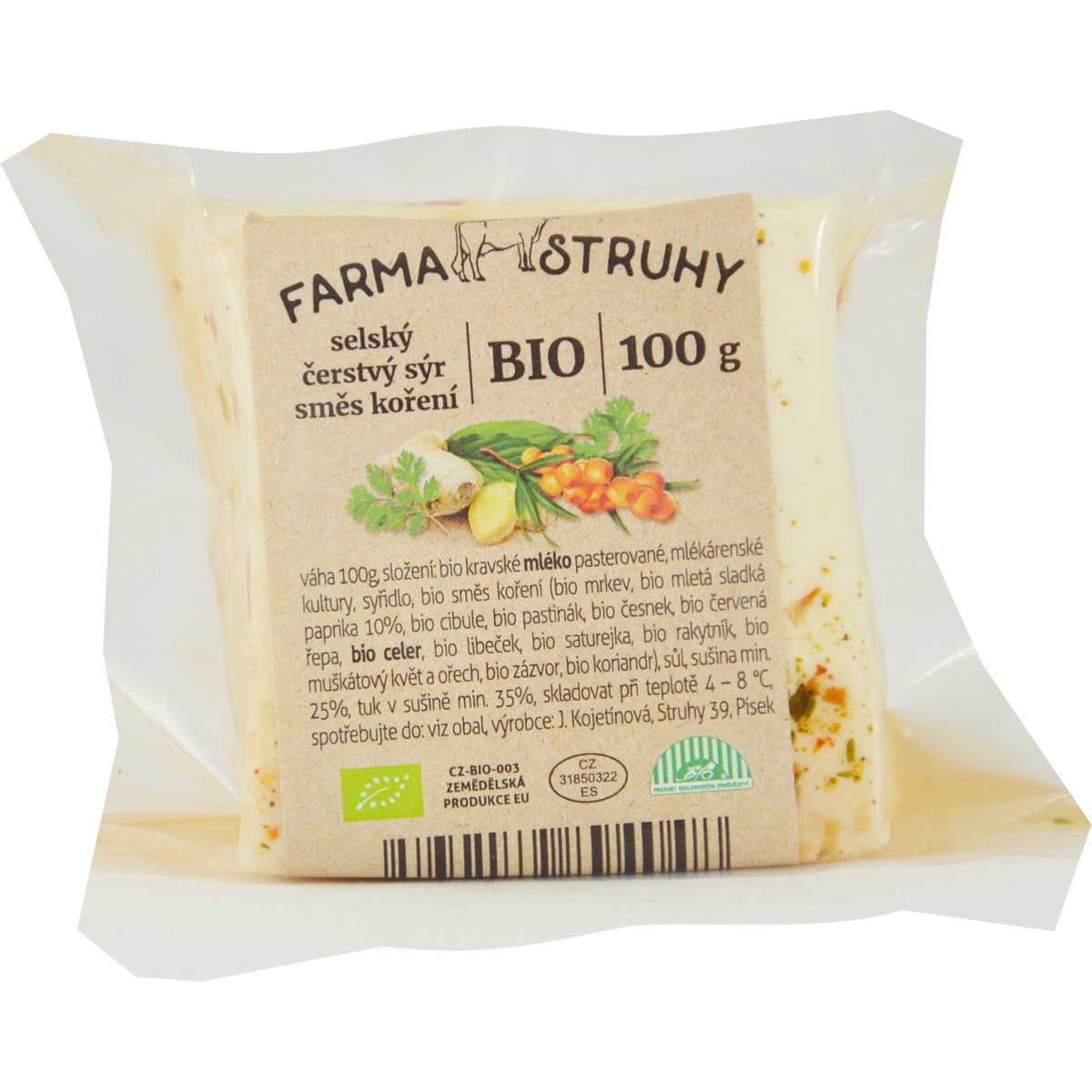 Farma Struhy BIO Selský čerstvý sýr směs koření