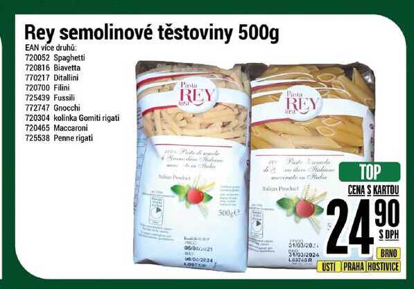 Rey semolinové těstoviny 500g 