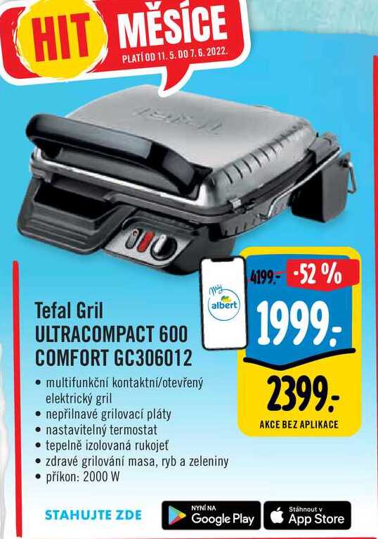 Tefal Gril ULTRACOMPACT 600 COMFORT GC306012 