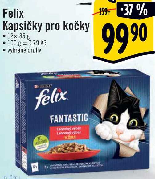 Felix Kapsičky pro kočky, 12x 85 g