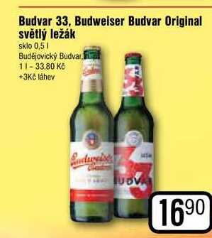Budvar 33, Budweiser Budvar Original světlý ležák sklo 0,5l