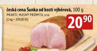 Česká cena Šunka od kosti výběrová, 100 g 
