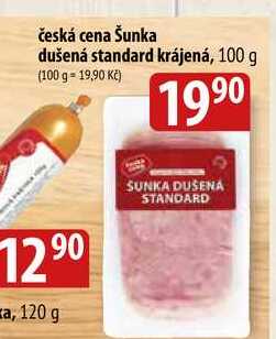 Česká cena Šunka dušená standard krájená, 100 g 