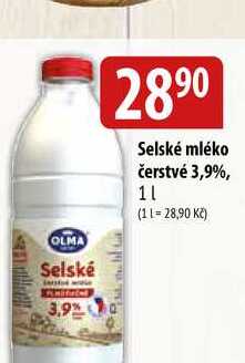 Selské mléko čerstvé 3,9%, 1l